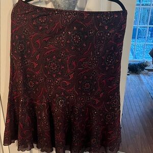 Chic Black and Red Floral Skater Skirt